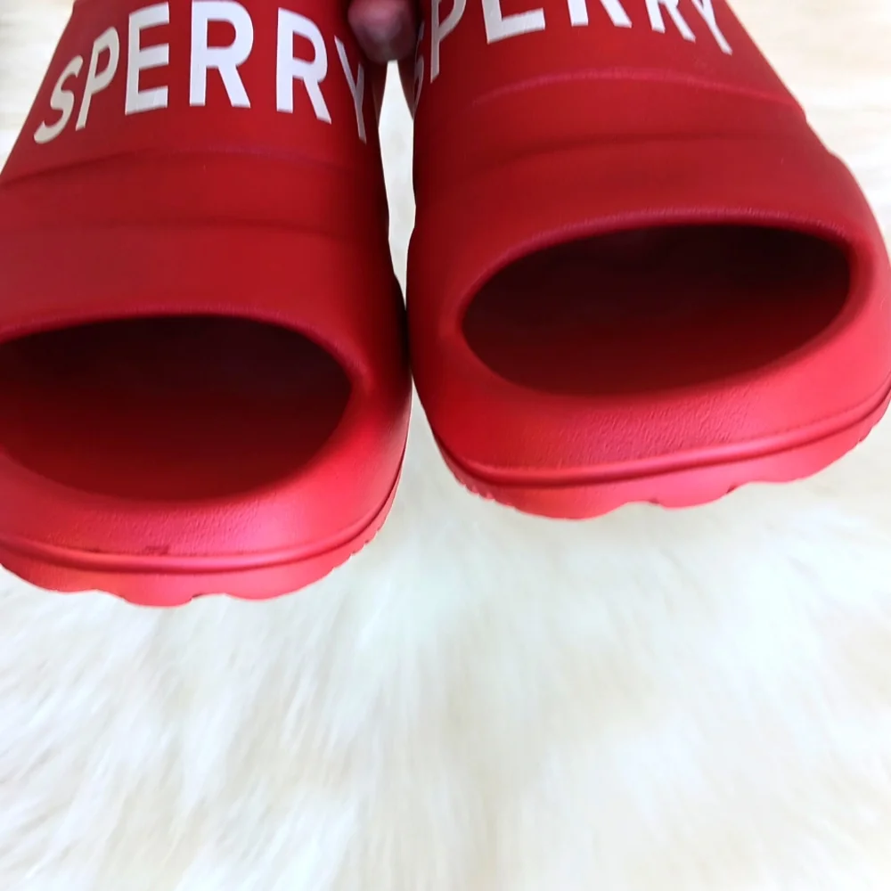 ❤️Sperry preppy patriotic July 4th red float slides with logo - Picture 2 of 10